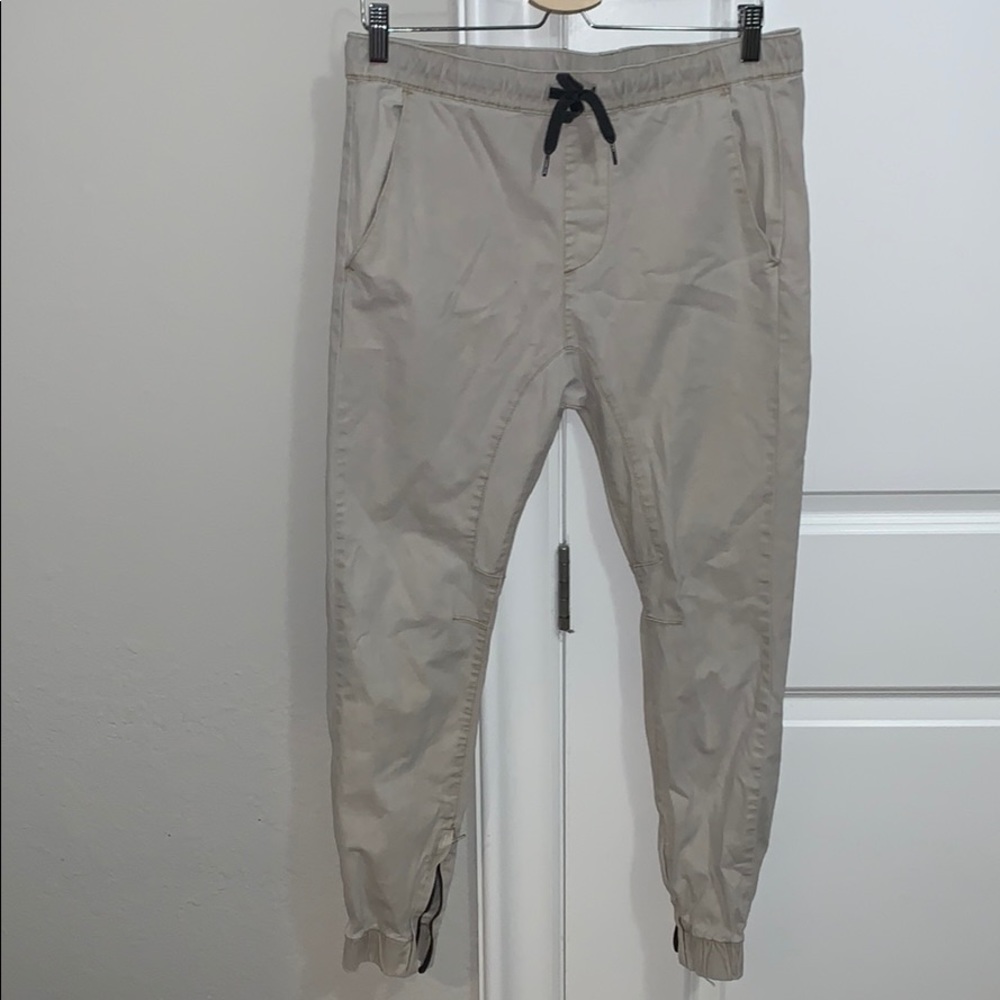 white khaki joggers